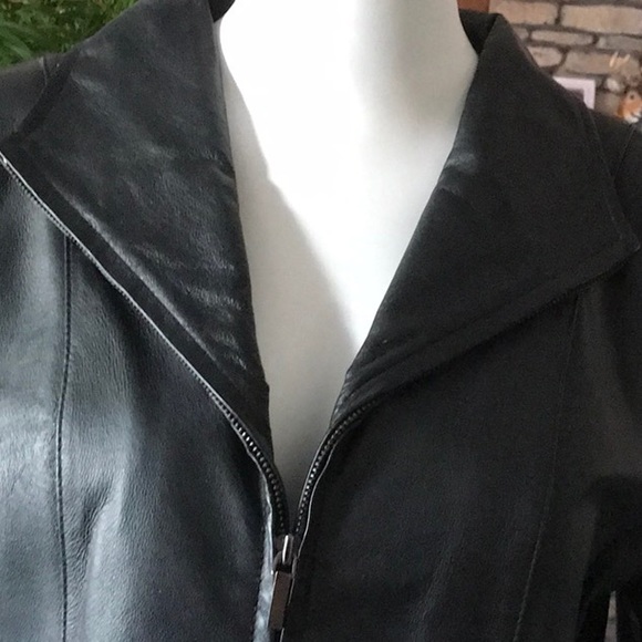 Jacket leather black Medium zip - Picture 2 of 7